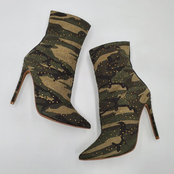 Steve Madden Rhinestone Studded Camouflage Booties - NWOT - Picture 8 of 16